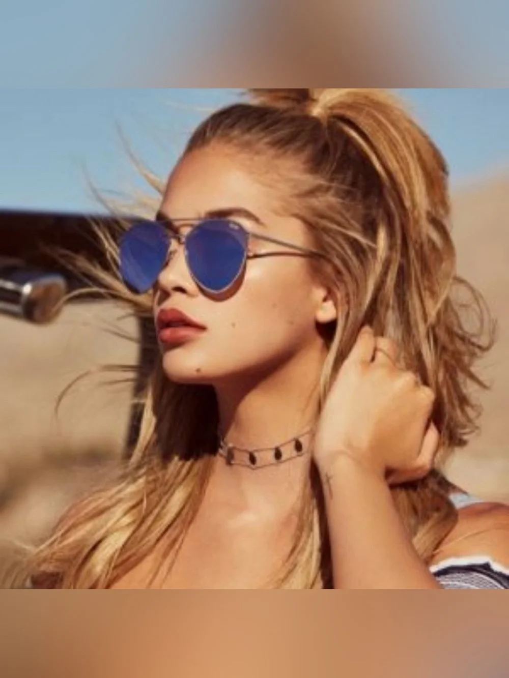 Quay x Jasmine  Oversized Aviator Mirrored Sunglasses - Silver Blue
